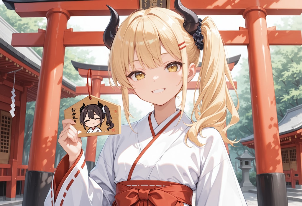 絵馬と巫女と女鬼高生さん