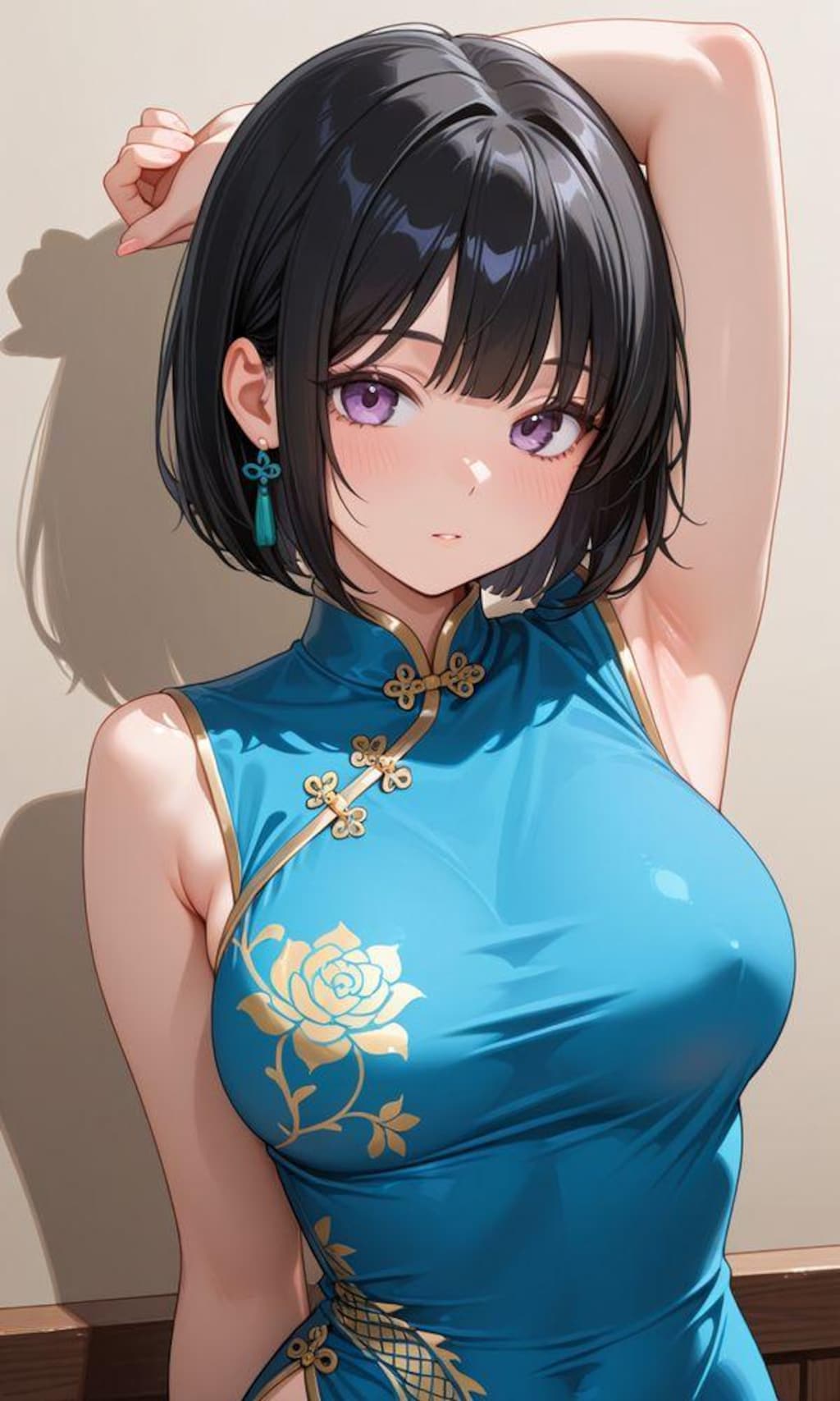 巨乳チャイナドレスちゃんのワキ見せ