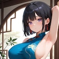巨乳チャイナドレスちゃんのワキ見せ 3枚目