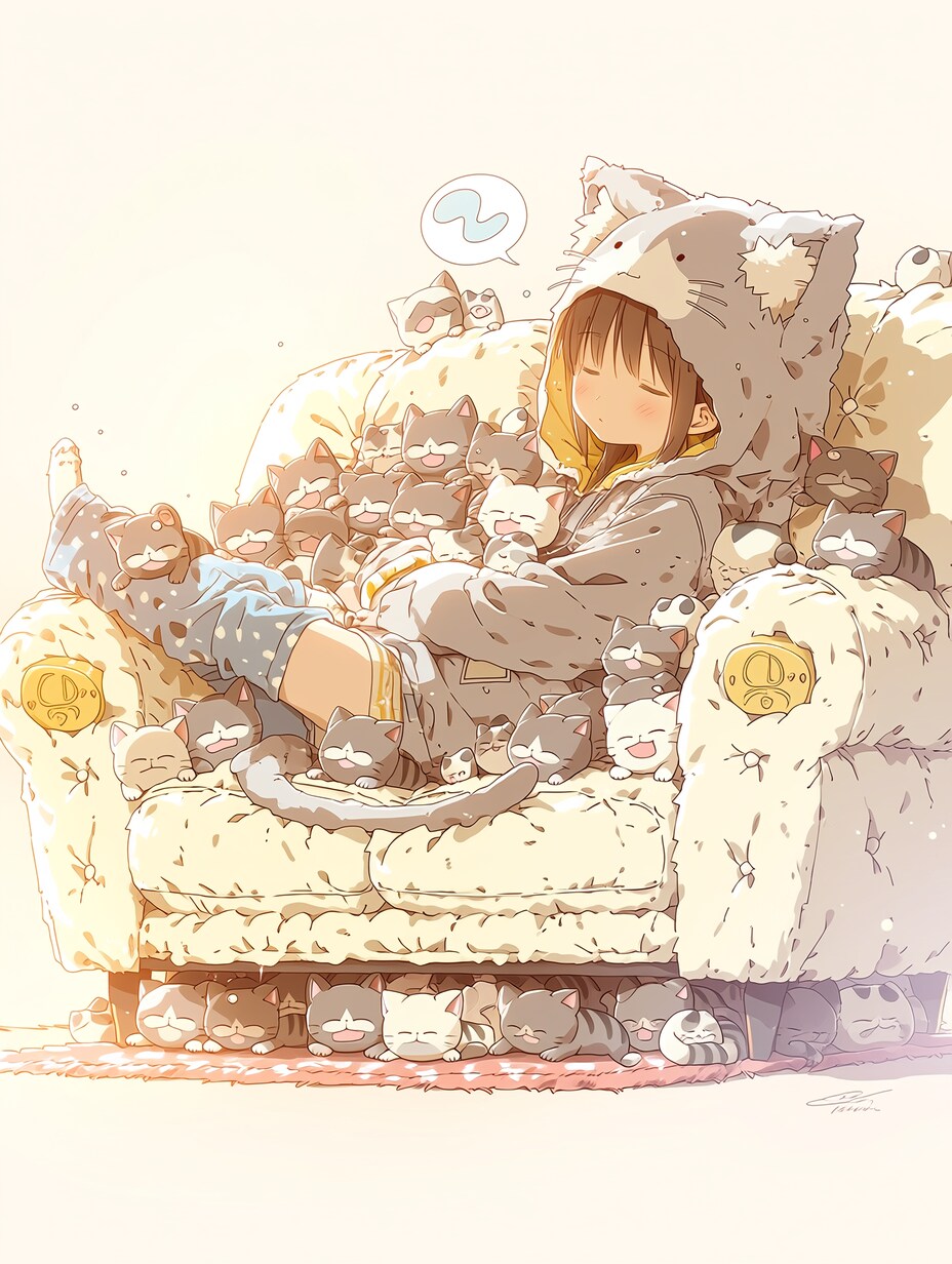 猫まみれ | の人気AIイラスト・グラビア