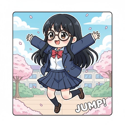 デフォルメジャンプメガネっ娘ちゃん | の人気AIイラスト・グラビア