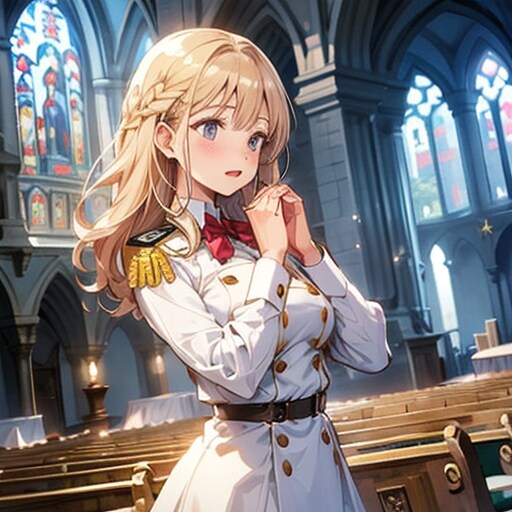 教会で祈る士官
