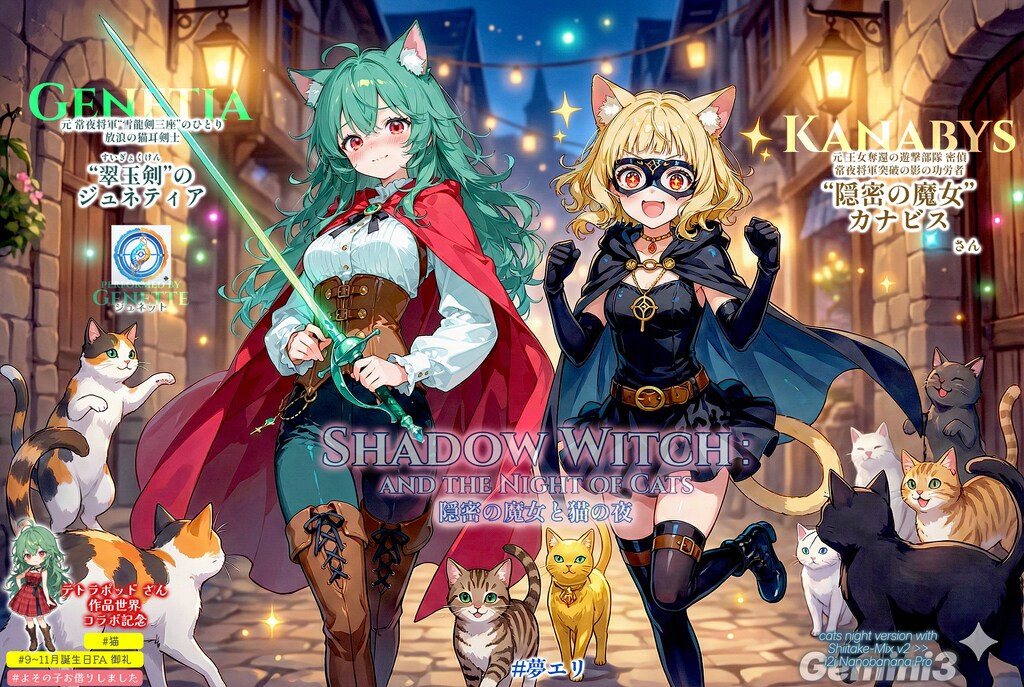 【誕生日FA御礼】隠密の魔女と猫の夜【夢エリ】 (for テトラポッド さん)