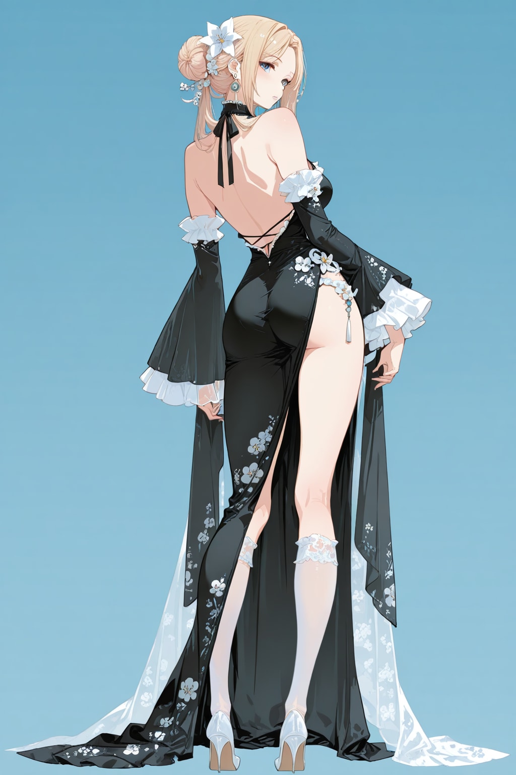 黒と白花