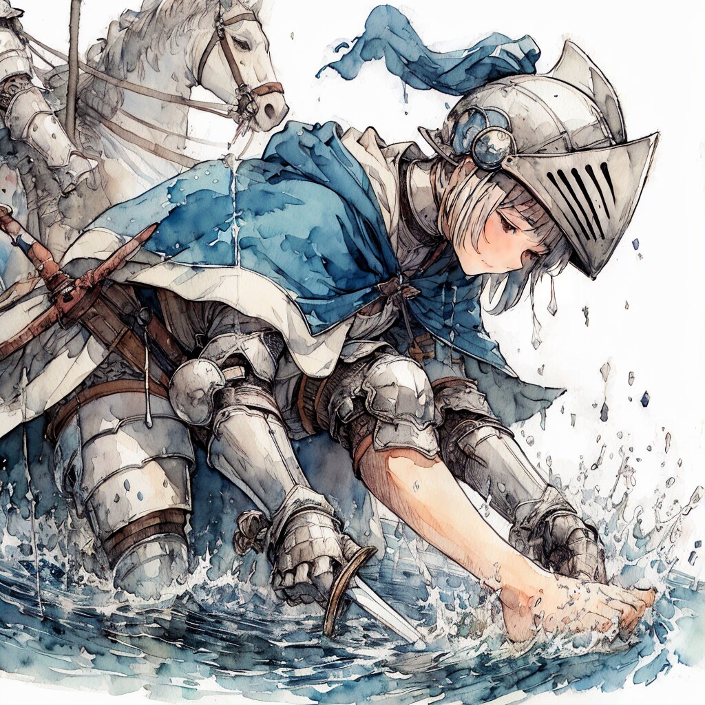 足を洗う騎士 (ナイト42) | の人気AIイラスト・グラビア