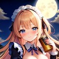 満月とほろ酔いメイドさん 5枚目