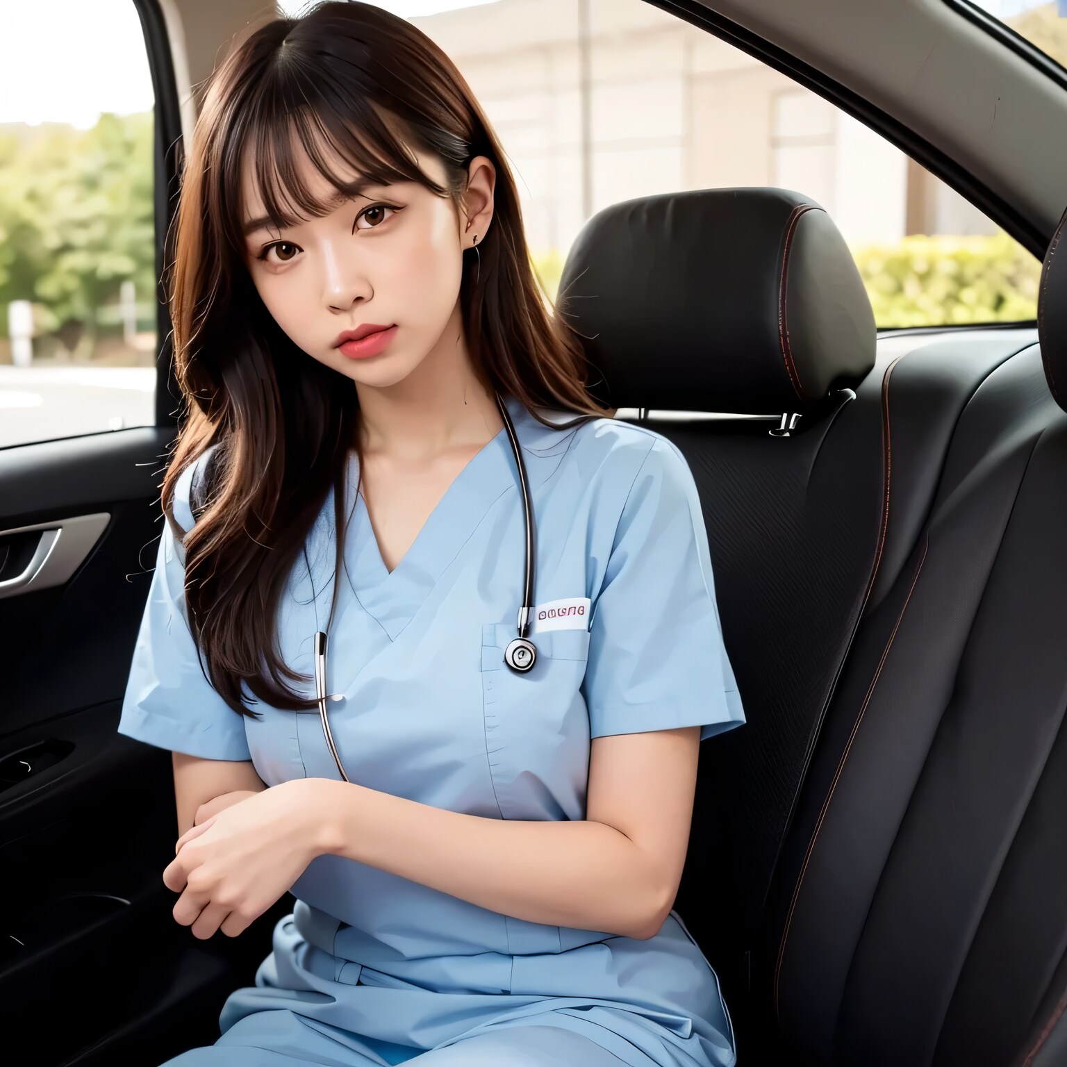 黒髪ロングで車内の美女３１ | の人気AIイラスト・グラビア