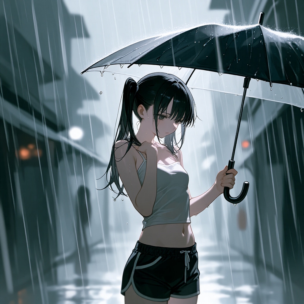 中の人と雨