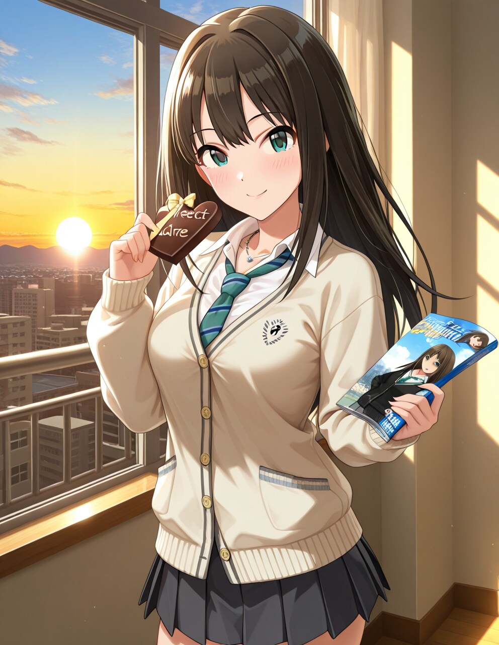 聖寧女学院の制服でバレンタイングラビアを撮られるしぶりん(PixAI版)