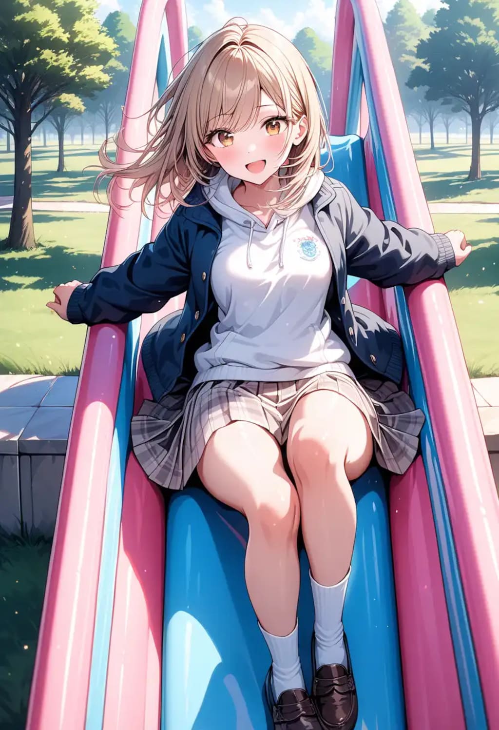 滑り台､久し振りだー!