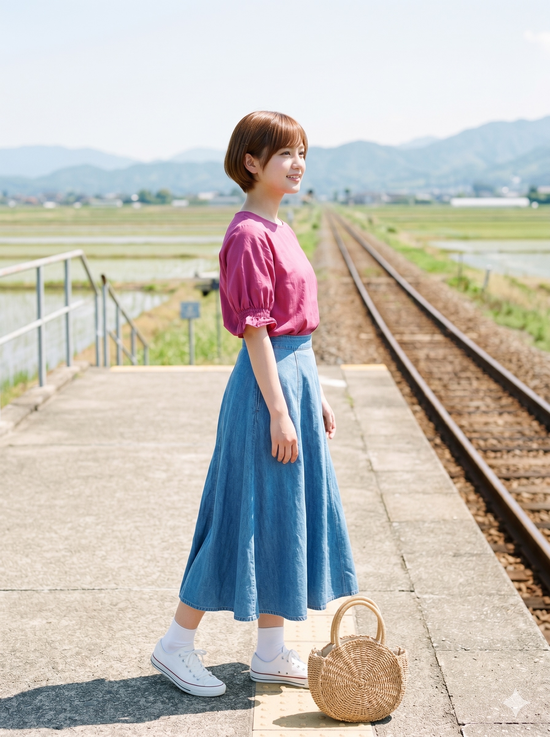 普通の美少女　無人駅