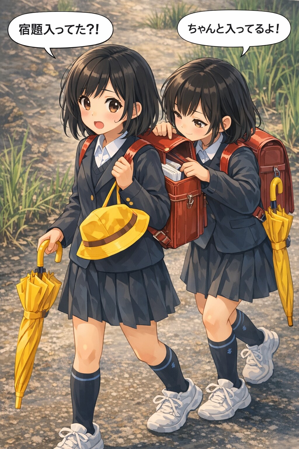 登校中の小学生