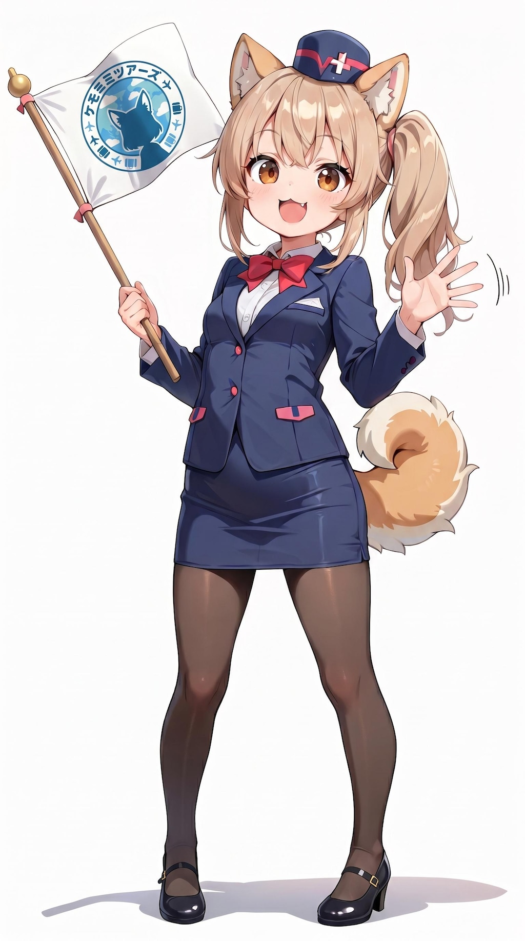 ケモミミ添乗員とＧＷロボ in 大阪城 with ケモミミツアーズフラッグ
