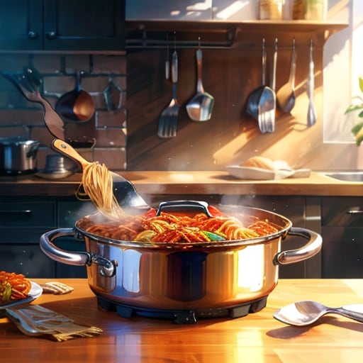 豪快鍋でパスタ