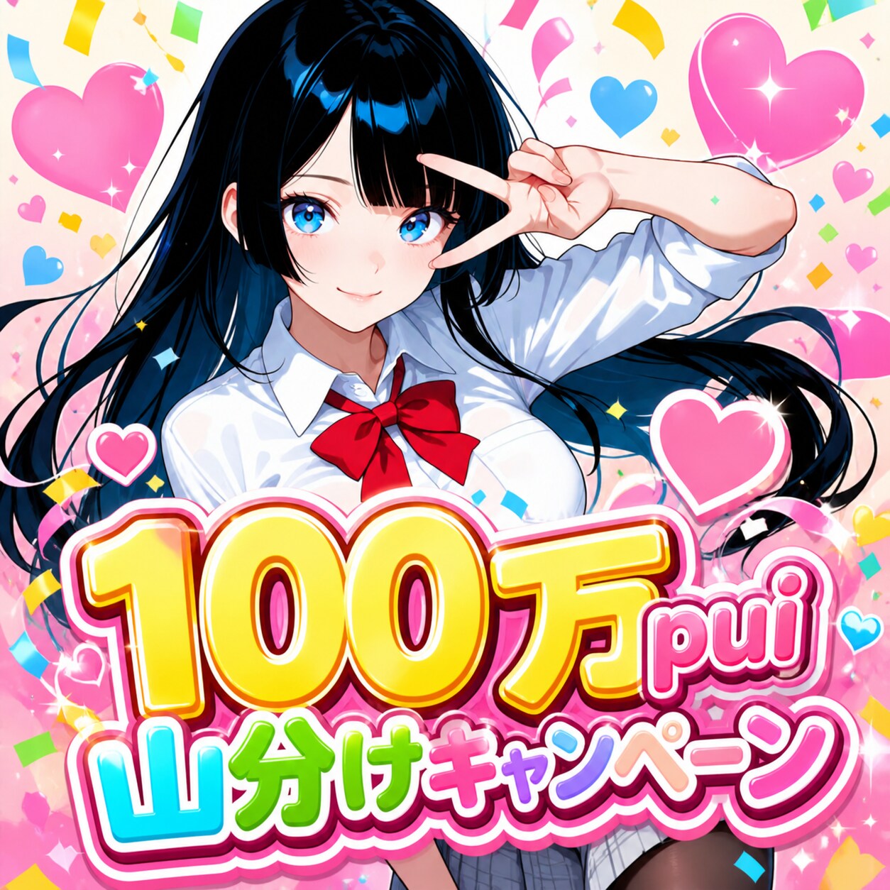 100万pui山分けだよっ💕 | の人気AIイラスト・グラビア