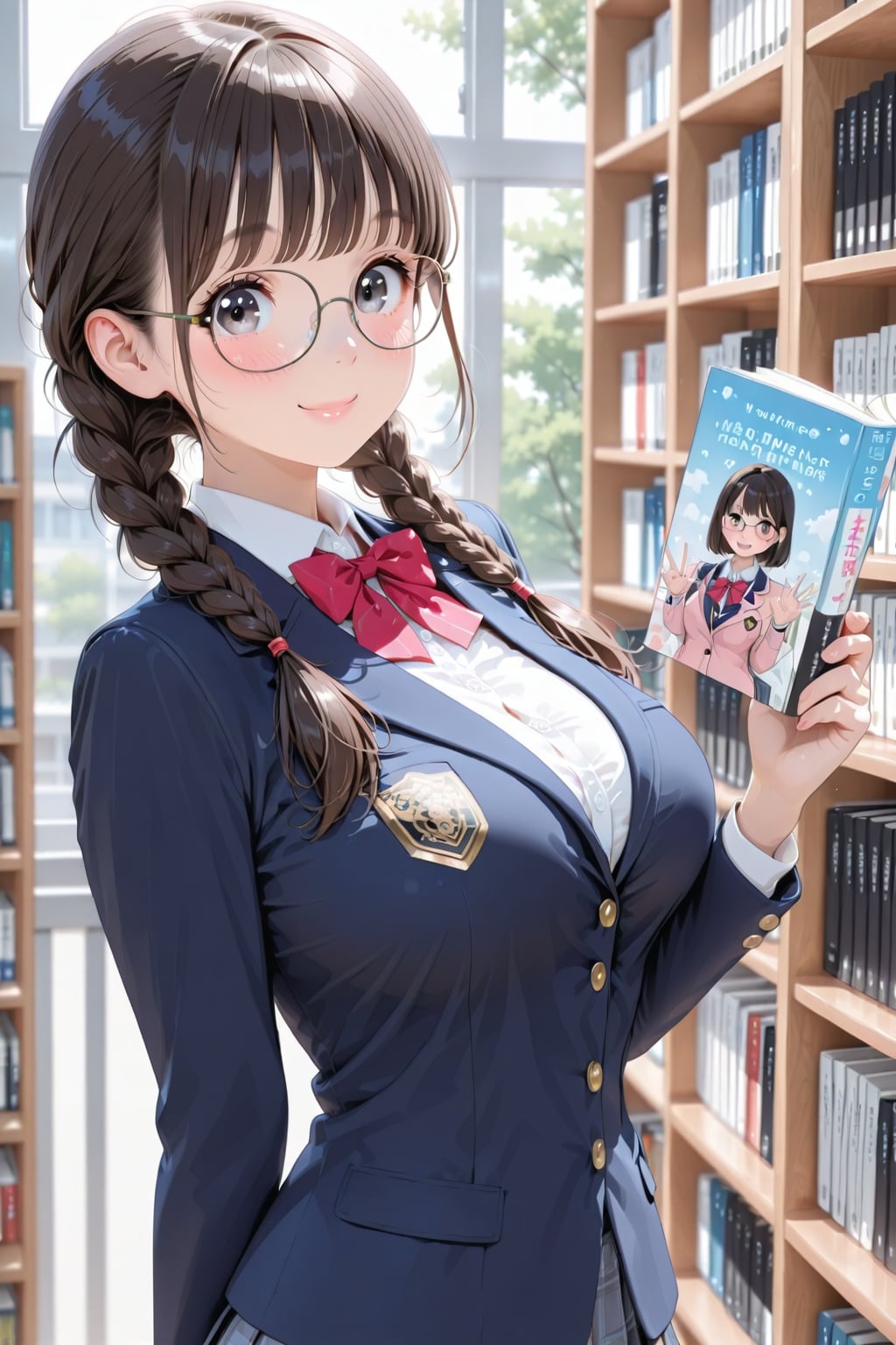 図書室とメガネ少女（HONEY） | の人気AIイラスト・グラビア