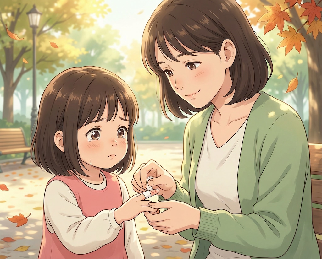 指に絆創膏を巻く