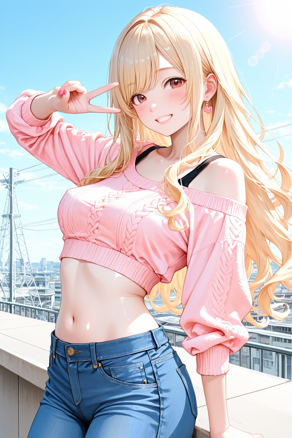 オフショル＋デニム