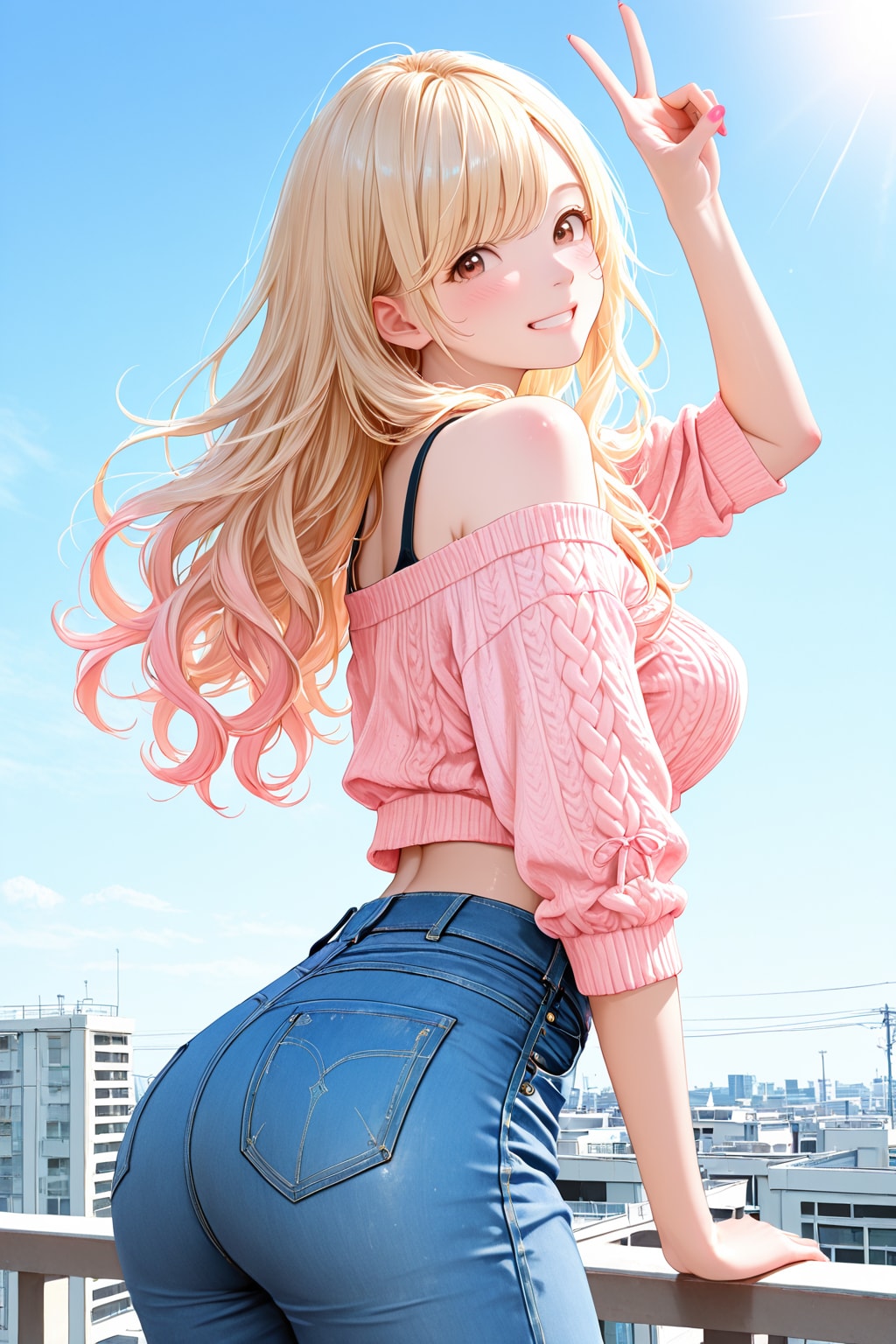オフショル＋デニム
