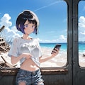 無人島に流れ着いた、由紀子ちゃん（１７歳、JK）、スマホが圏外と気付き・・・・ 3枚目