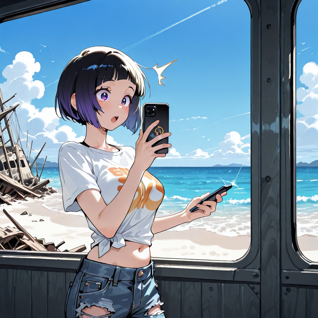 無人島に流れ着いた、由紀子ちゃん（１７歳、JK）、スマホが圏外と気付き・・・・