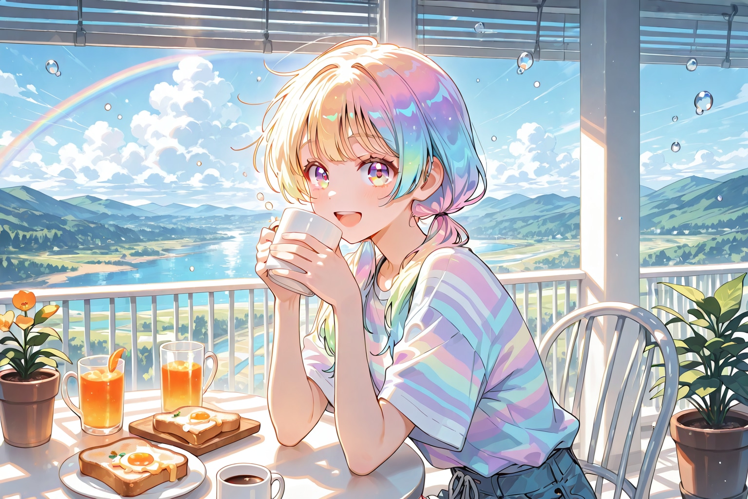 🌈☕🍞🍳🩵🌈☕🍞🍳