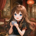 飲茶を楽しむ小さな女の子 9枚目