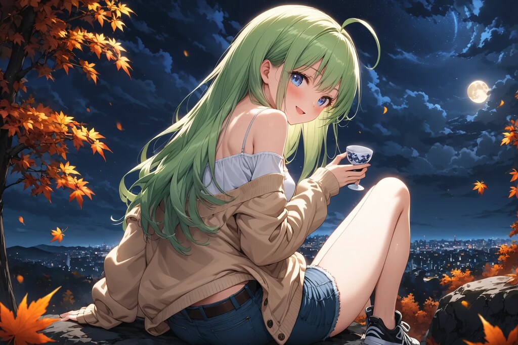 中秋の名月 うちの子の月見酒