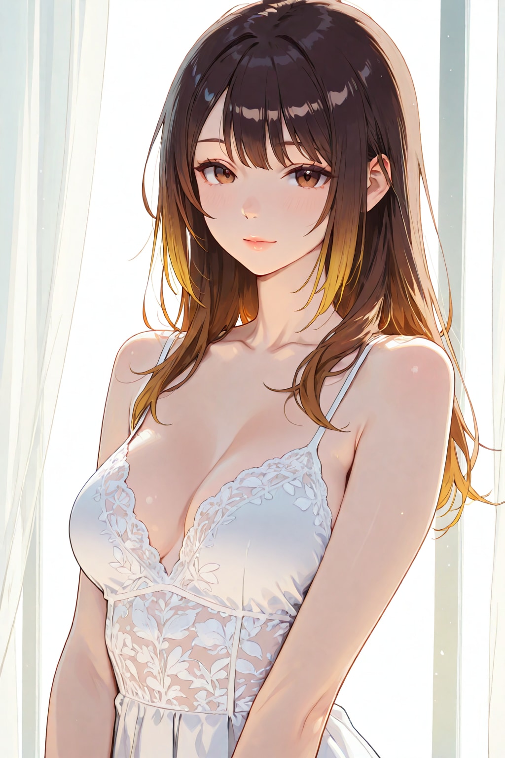 茶髪ロングのお姉さん(individual hair strands)①