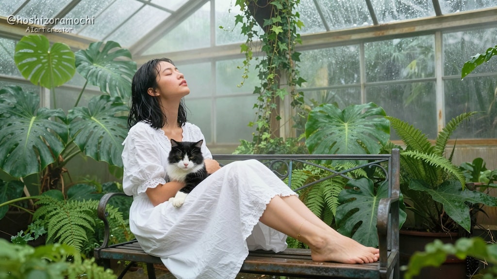 🌿雨の日のガラス温室