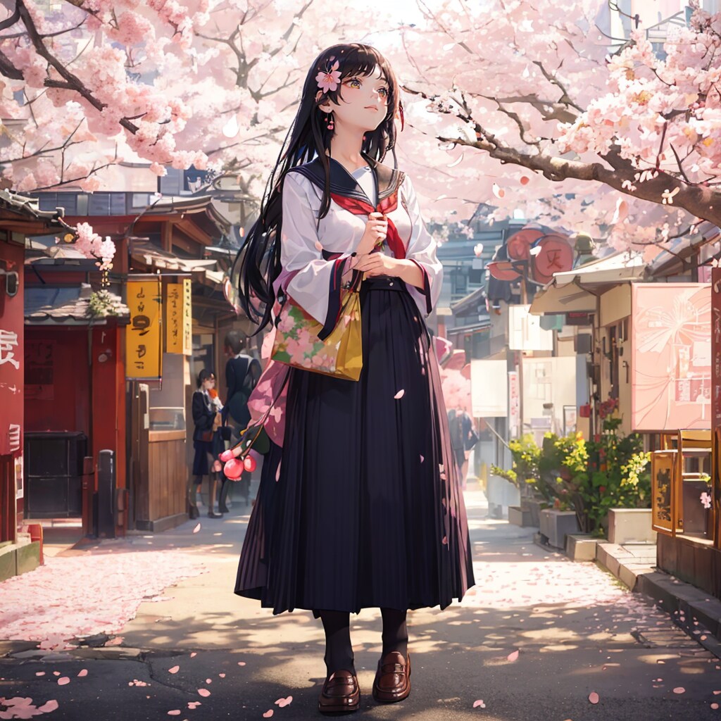 桜の木の下で（ロングヘア）