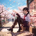 桜の木の下で（ロングヘア） 3枚目