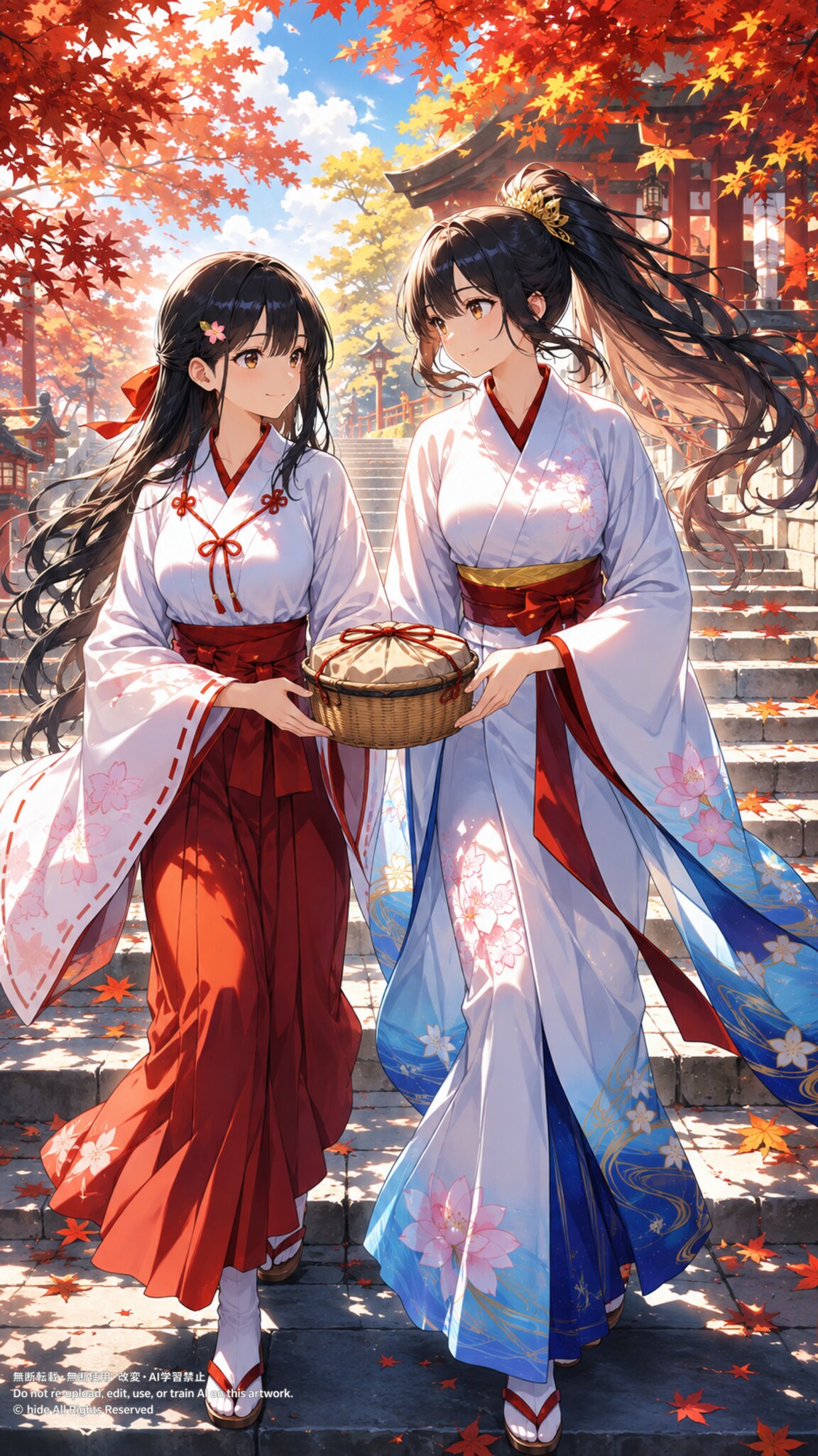 🍂 神楽さんとアマテラスさん、秋の境内を歩いて | の人気AIイラスト・グラビア