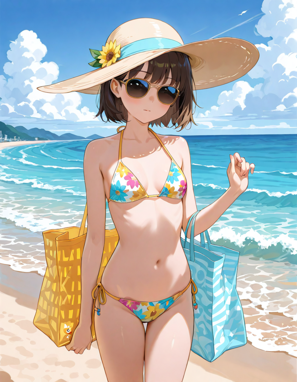 ビキニと帽子
