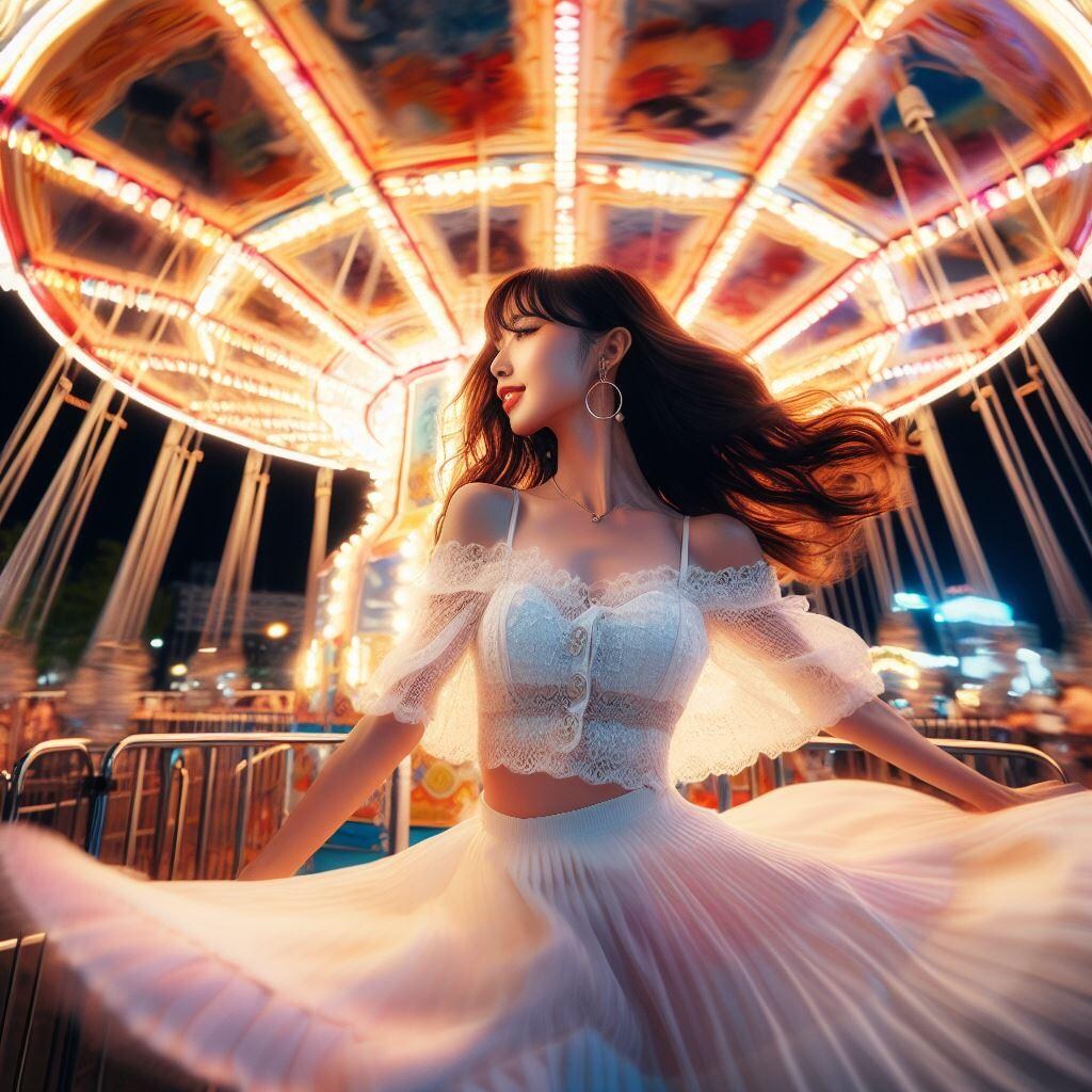 夜の回転ブランコ