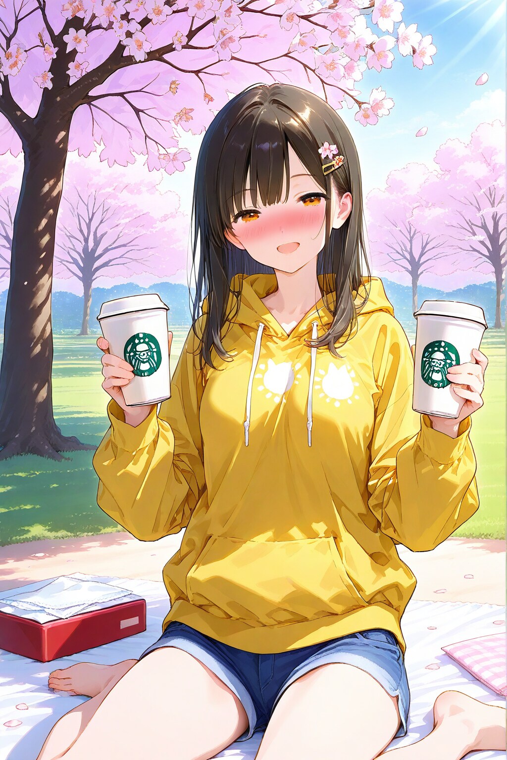 花見「え？ジュースだよ。ホントだよ？」 | の人気AIイラスト・グラビア