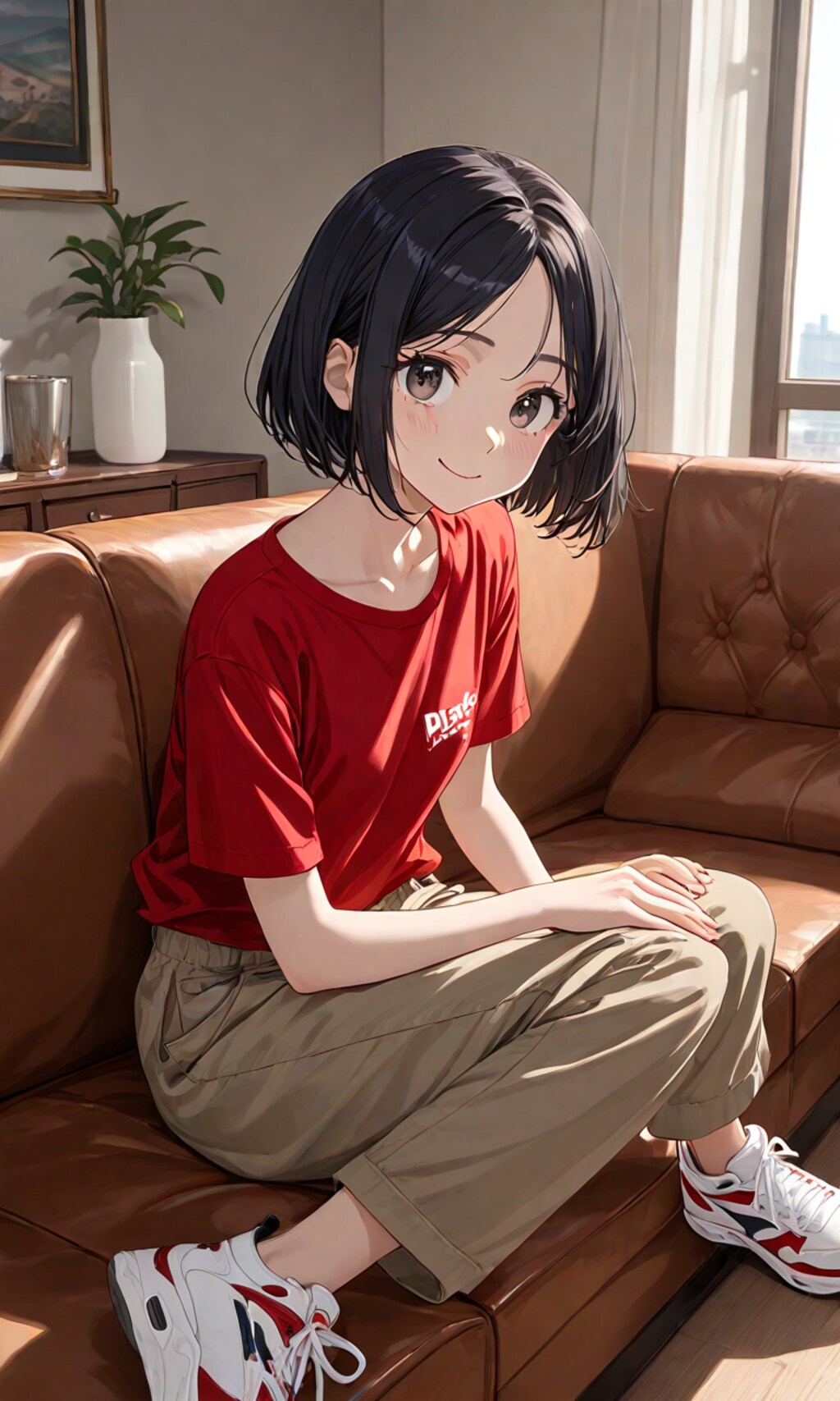 部屋でくつろぐ