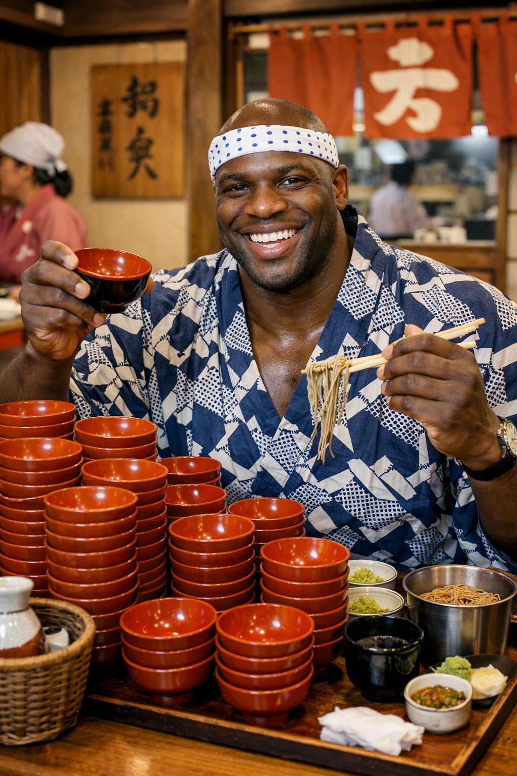 わんこそば100杯を軽く間食する観光客