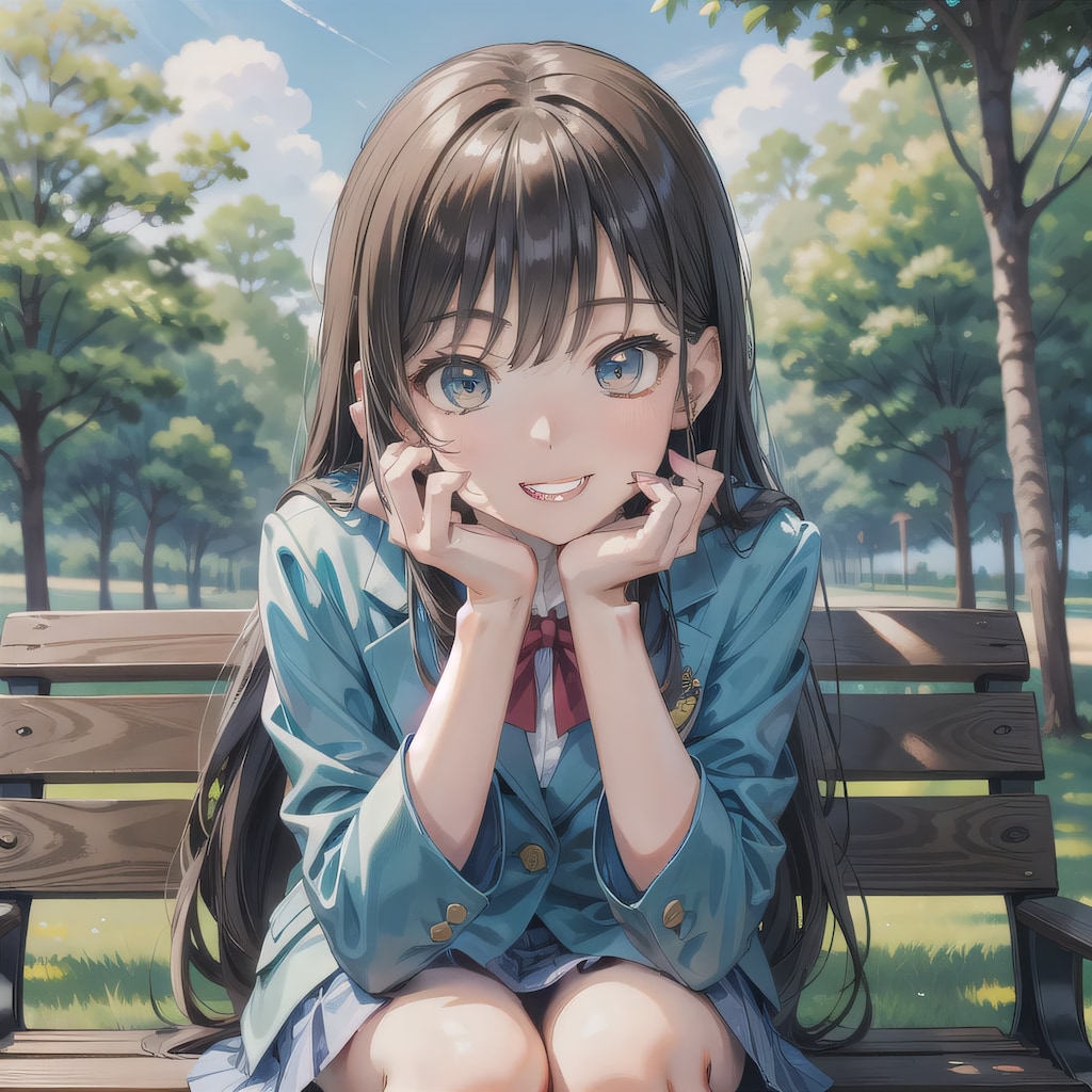 黒髪ロングでブレザーの少女４０