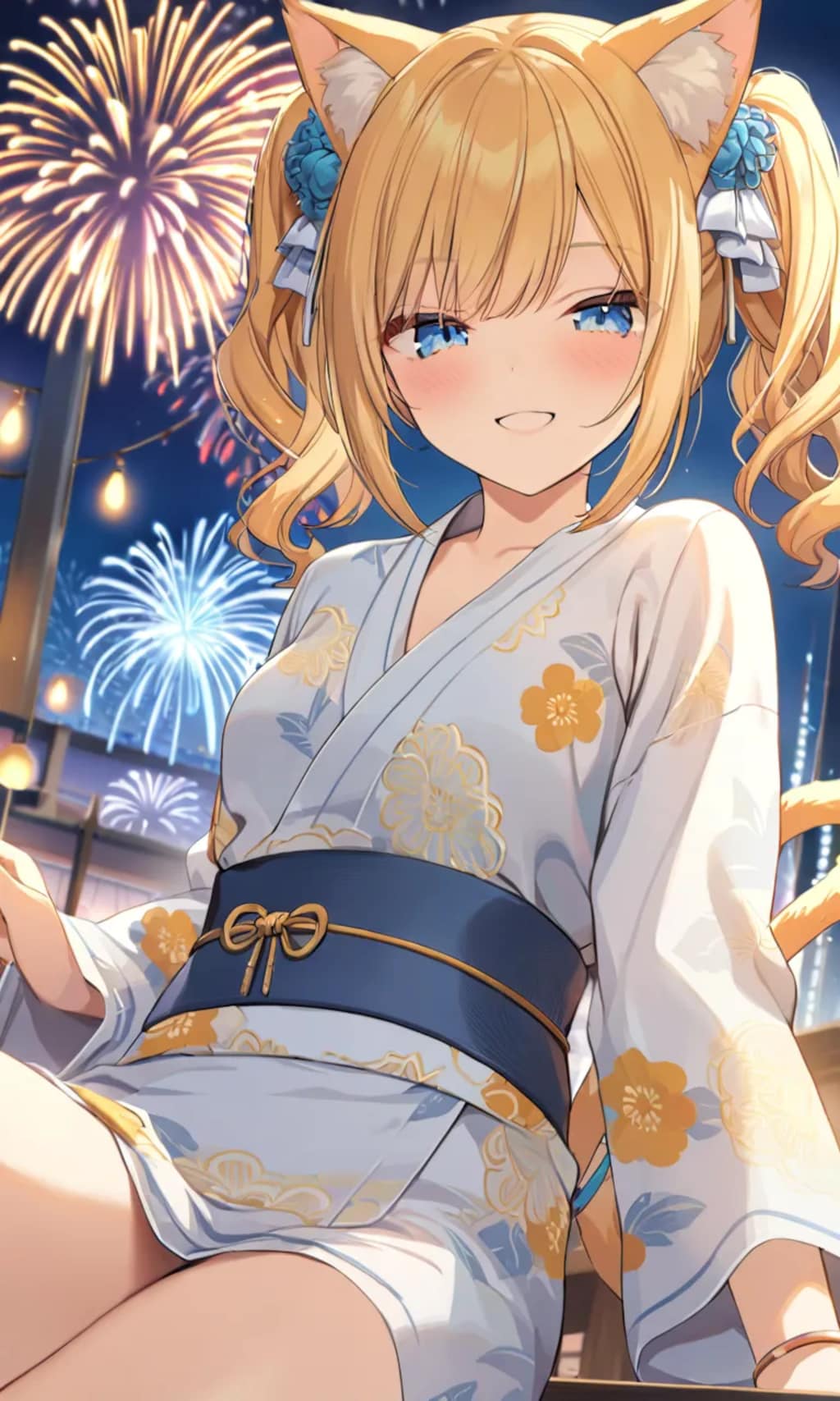 こるり「あらあらうふふ花火綺麗」まや「猫かぶりがうまいことで猫耳だけに」