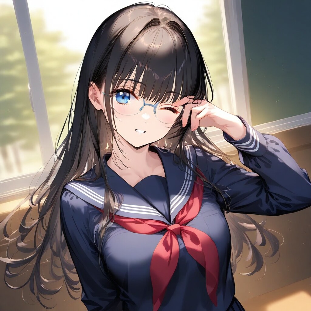 紺色セーラー服 #12 キラッ！失敗 | の人気AIイラスト・グラビア