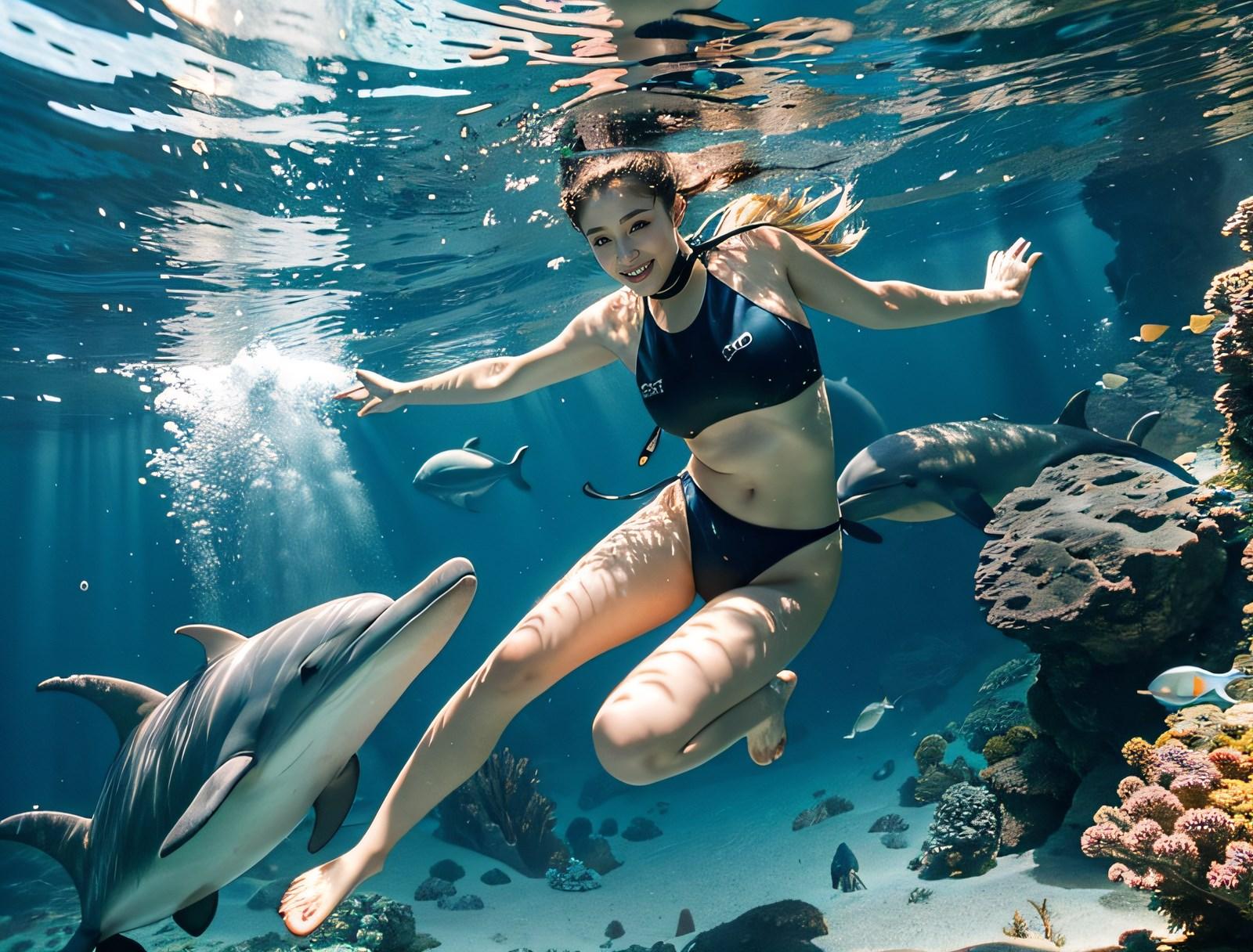 イルカと遊ぶ | の人気AIイラスト・グラビア