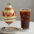 デザートの苺パフェとプリンにアイス珈琲のセット 5枚目