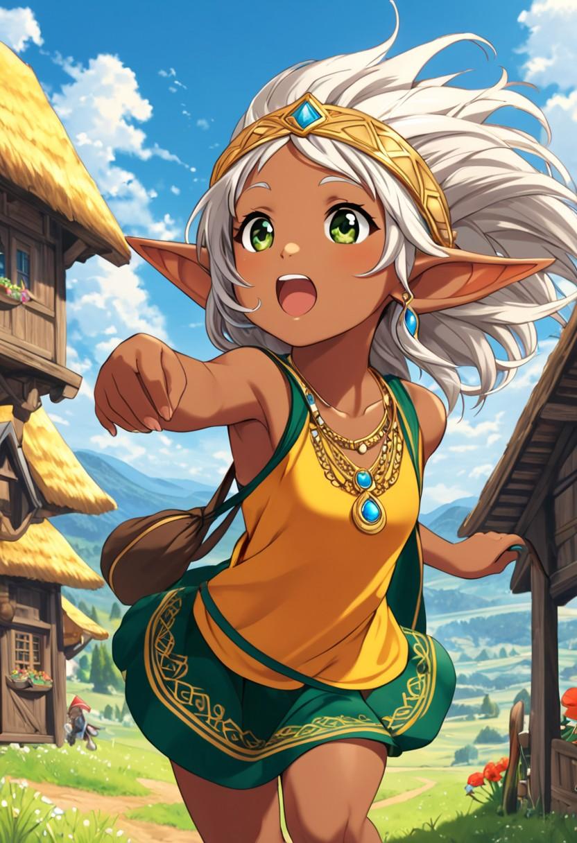 遊びまわるダークエルフちゃん | の人気AIイラスト・グラビア