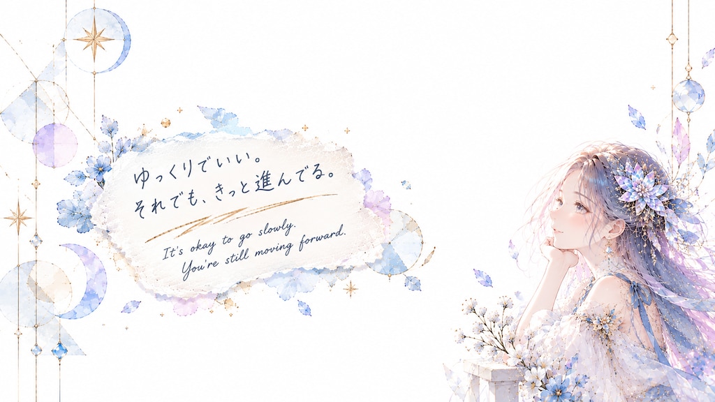 A quiet gaze resting on a crystal-blooming hand, soft light and winter flowers all around.  It's oka