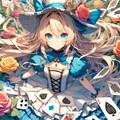 トランプとバラの花畑 2枚目