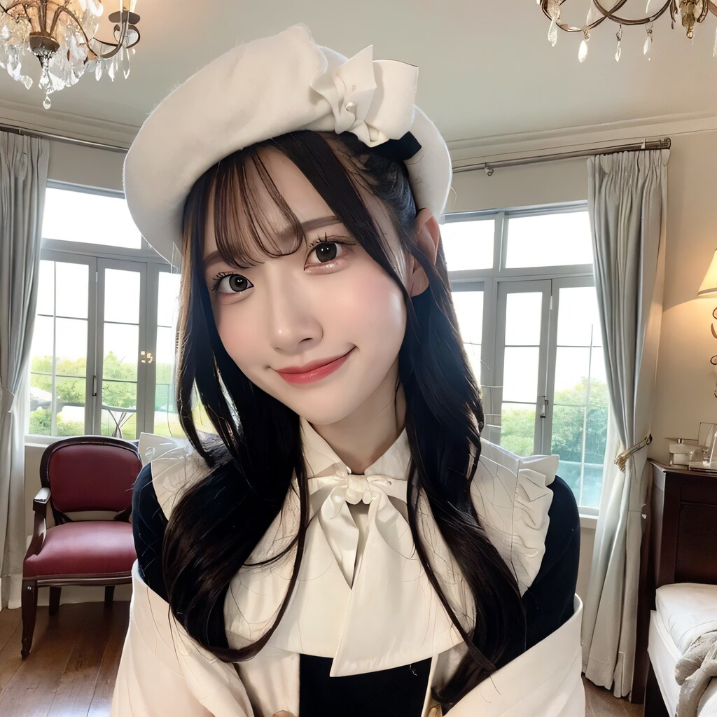 黒髪ロングでメイド服の美女６９