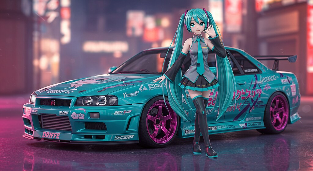 初音ミクとR34GT-R