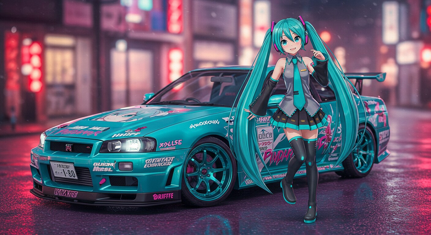 初音ミクとR34GT-R | の人気AIイラスト・グラビア