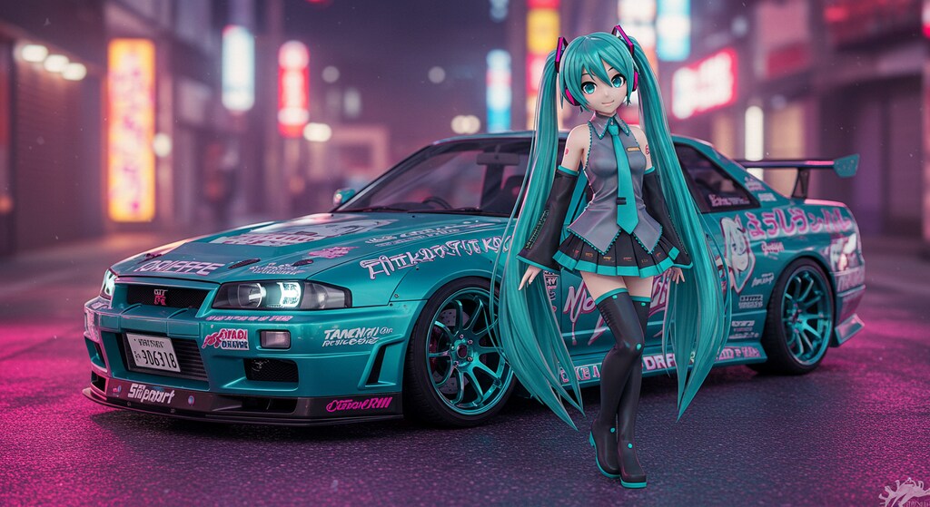 初音ミクとR34GT-R